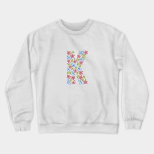 Floral Monogram Letter K - pink and blue Crewneck Sweatshirt